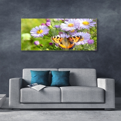Quadro acrílico Flores Borboleta Planta Natureza