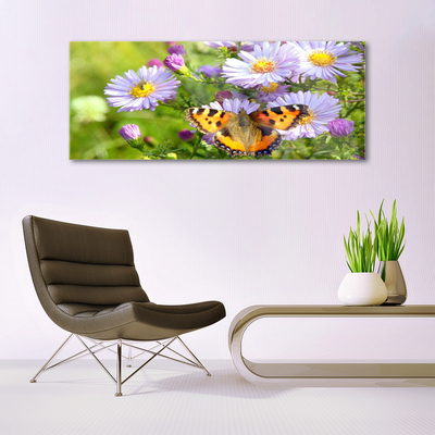 Quadro acrílico Flores Borboleta Planta Natureza