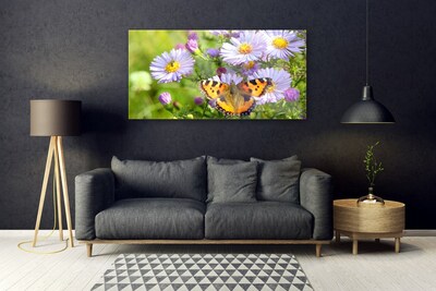 Quadro acrílico Flores Borboleta Planta Natureza