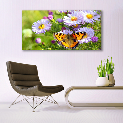 Quadro acrílico Flores Borboleta Planta Natureza