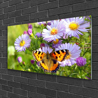 Quadro acrílico Flores Borboleta Planta Natureza