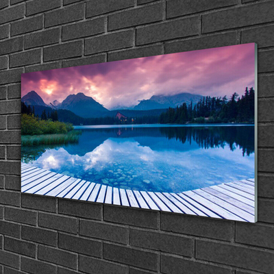 Pintura acrílica Paisagem de lago de montanha