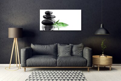 Pintura acrílica Pedras Folhas Água Arte