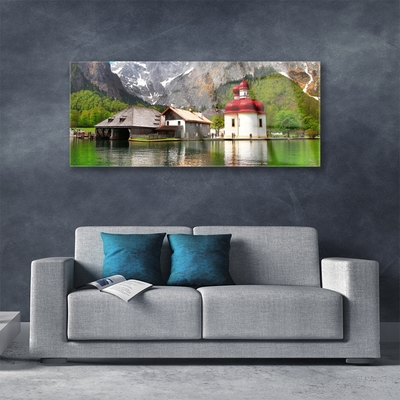 Quadro acrílico Paisagem de casa na árvore na montanha