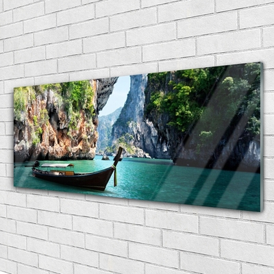 Pintura acrílica Paisagem de Boat Lake Rocks