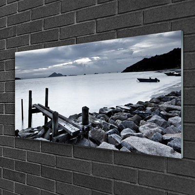 Pintura acrílica Paisagem de Pedras de Praia