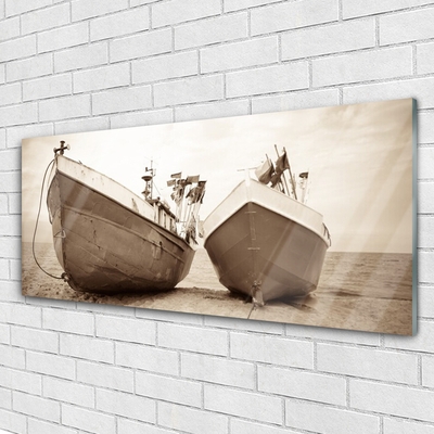 Pintura acrílica Paisagem aquática de barcos