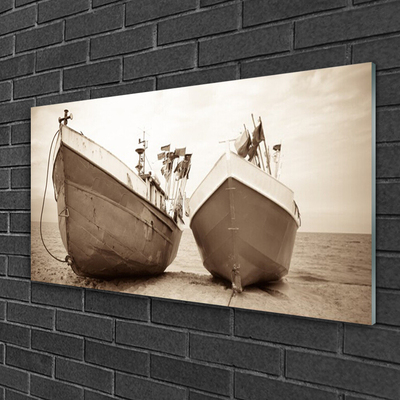 Pintura acrílica Paisagem aquática de barcos