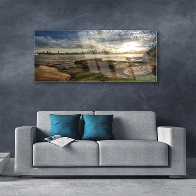 Pintura acrílica Paisagem da Cidade do Mar