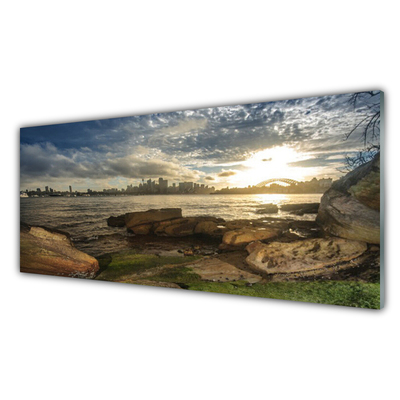 Pintura acrílica Paisagem da Cidade do Mar