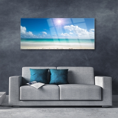 Quadro acrílico Mar Praia Sol Paisagem