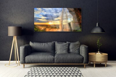 Pintura acrílica Paisagem de Cachoeira Água