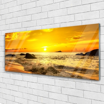 Quadro acrílico Paisagem da Praia do Oceano