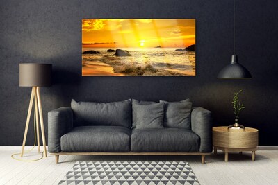 Quadro acrílico Paisagem da Praia do Oceano