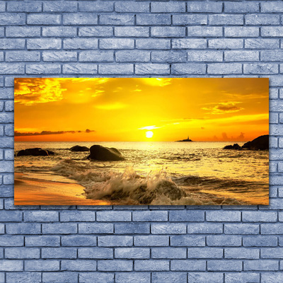 Quadro acrílico Paisagem da Praia do Oceano