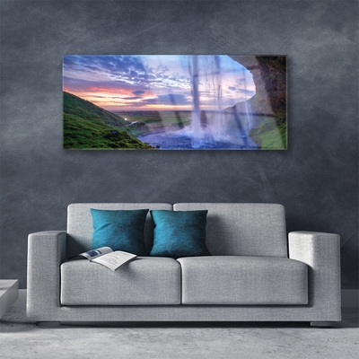 Pintura acrílica Paisagem de Cachoeira Água