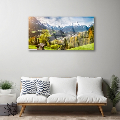 Pintura acrílica Paisagem dos Alpes