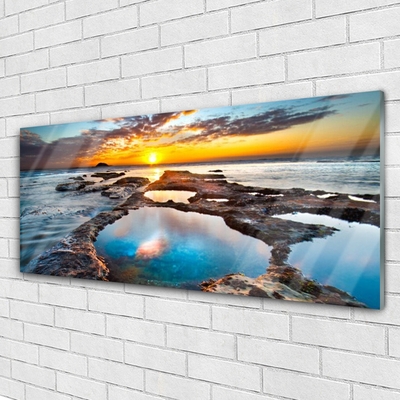 Pintura acrílica Paisagem do Mar e do Sol