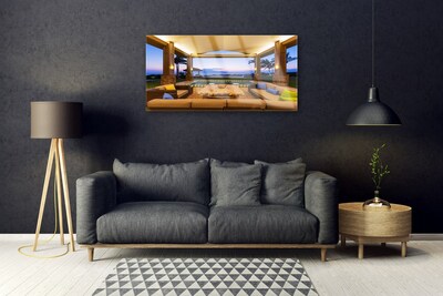 Quadro acrílico Palmeiras no Pátio do Jardim na Parede