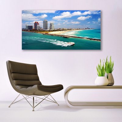 Quadro acrílico Paisagem da cidade da praia do mar