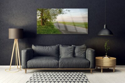 Pintura acrílica Estrada Árvore Grama Paisagem