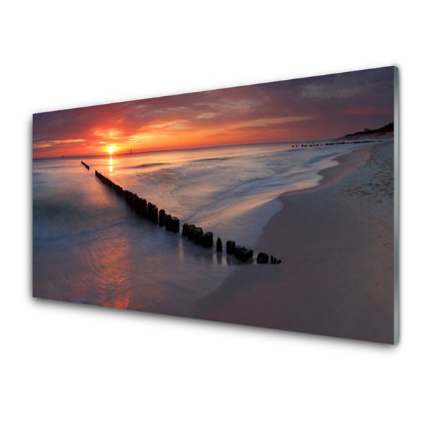 Pintura acrílica Paisagem de praia e mar