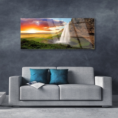 Pintura acrílica Natureza da Cachoeira da Montanha