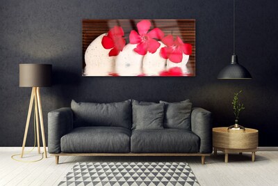 Quadro acrílico Pedras de flores vermelhas