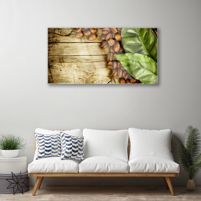 Pintura acrílica Grãos de café folhas cozinha