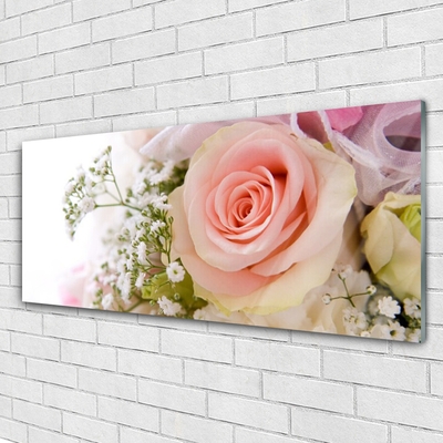 Quadro acrílico Planta de flores rosas