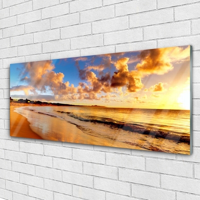 Pintura acrílica Paisagem da Praia do Oceano