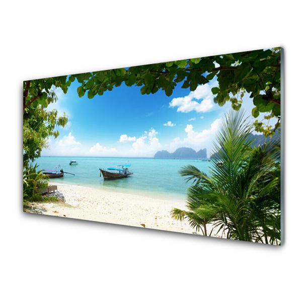 Quadro acrílico Paisagem de barco no mar