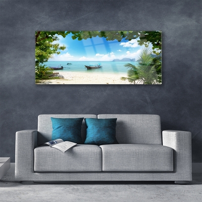 Quadro acrílico Paisagem de barco no mar