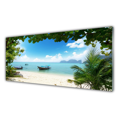 Quadro acrílico Paisagem de barco no mar