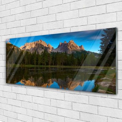 Pintura acrílica Paisagem do Lago da Floresta