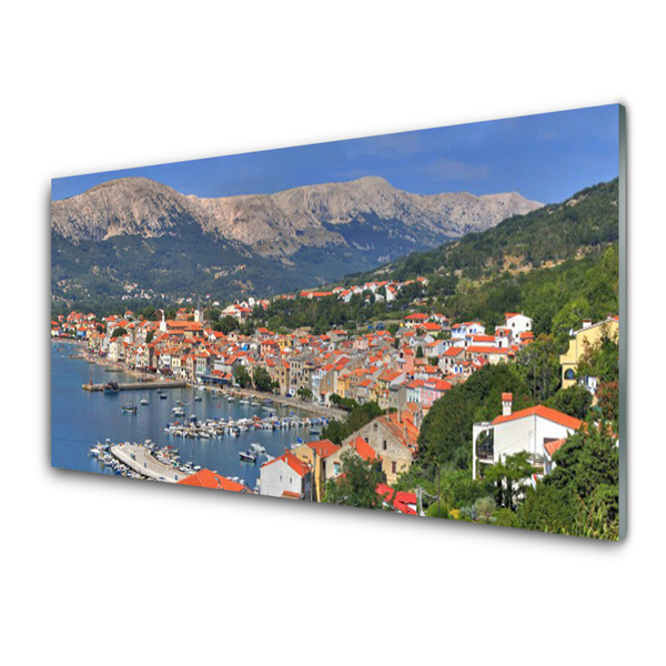 Quadro acrílico Cidade Montanha Mar Paisagem