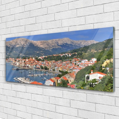 Quadro acrílico Cidade Montanha Mar Paisagem