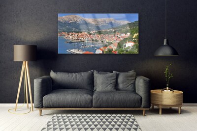 Quadro acrílico Cidade Montanha Mar Paisagem