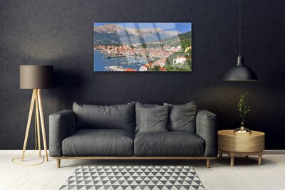 Quadro acrílico Cidade Montanha Mar Paisagem