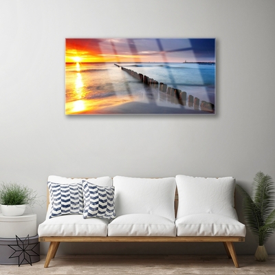 Pintura acrílica Paisagem do Mar e do Sol