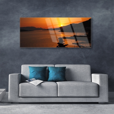 Pintura acrílica Paisagem das Montanhas do Mar