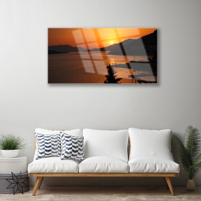 Pintura acrílica Paisagem das Montanhas do Mar