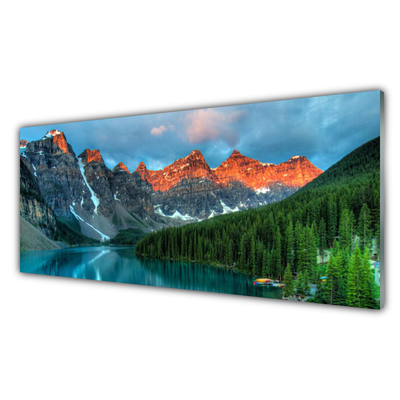 Quadro acrílico Paisagem de lago, floresta e montanha
