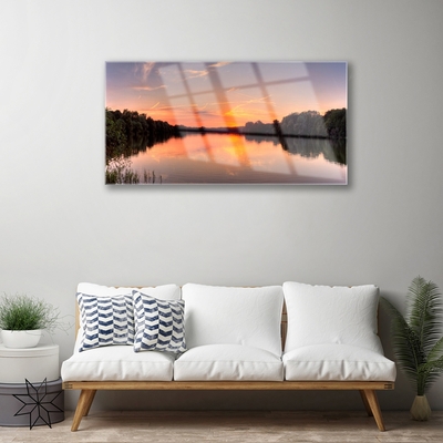 Pintura acrílica Paisagem da Floresta do Lago