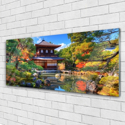 Pintura acrílica Paisagem de jardim do Japão