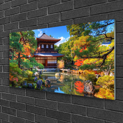 Pintura acrílica Paisagem de jardim do Japão