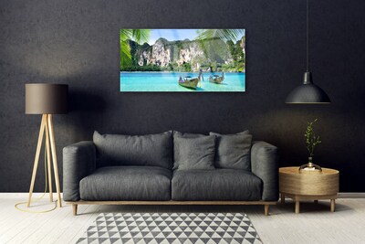 Pintura acrílica Paisagem Marinha de Barcos