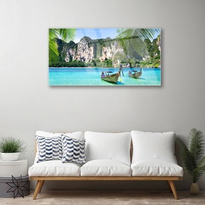 Pintura acrílica Paisagem Marinha de Barcos