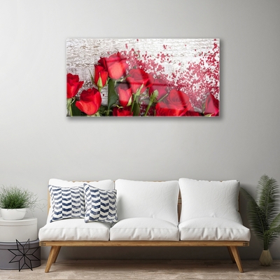 Pintura acrílica Planta de flores rosas