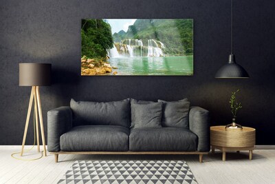 Quadro acrílico Paisagem de cachoeira de floresta